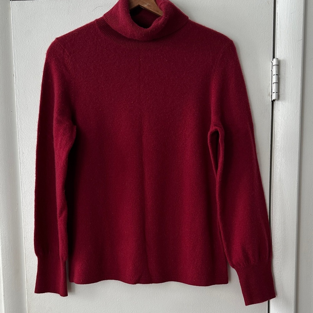 Ann Taylor Red Turtleneck Cashmere Sweater